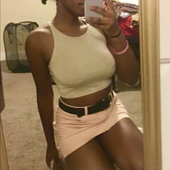 Oatmeal/gray (ish) American apparel crop top. - Picture 2 of 3